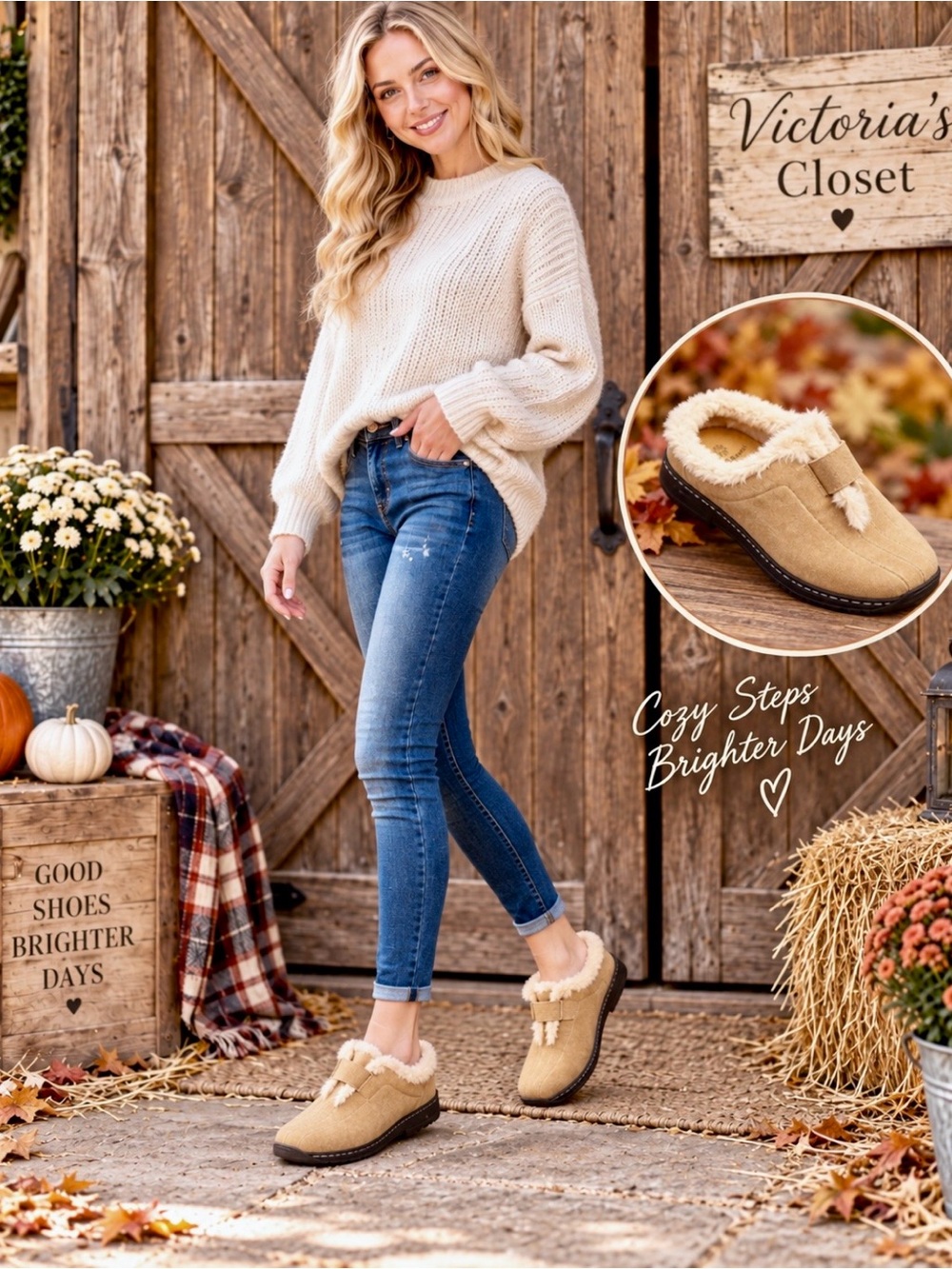 RuffHewn Tan Leather Fur-Lined Shoes
